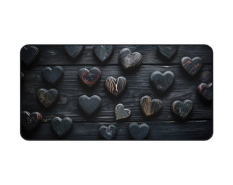 Wooden Hearts - Desk Mat. Neoprene, Anti-Slip Desk Mat. Desk Pad. Hearts Desk Mat. Various Sizes.