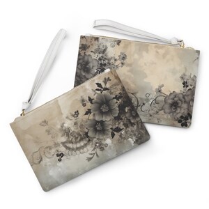 Grunge Flowers - Clutch Bag, Wristlet, Zipper Pouch.