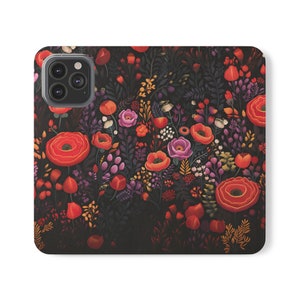 Dark Academia Floral, Phone Flip Case. iPhone, Samsung Phone Flip Case. Flower Phone Flip Case. Wallet Phone Case. Folio Phone Case.