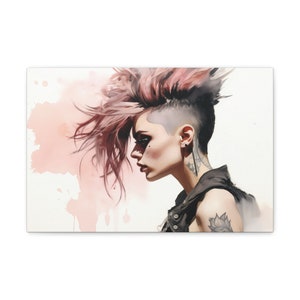Punk Girl Portrait, Canvas Gallery Wraps. Punk Rock Decor. Digital Artwork. Various Sizes.