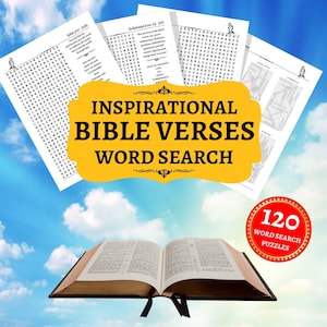 Bible Word Search Puzzles - 120 Printable Bible Verse Activity Worksheets - Bible Study, Sunday School, Youth Group Activities or Adult Gift