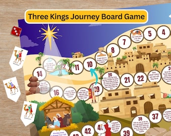 Three Kings Journey Board Game: Nativity Christmas Game (Digital Download)