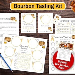 Ultieme Bourbon-proefset - afdrukbare bundel inclusief scorecards, placemats, tags en proeverijgids - perfect voor elke bourbon-feestavond