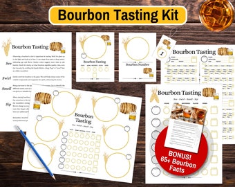 Ultimate Bourbon Tasting Kit - Printable Bundle Including Scorecards, Placemats, Tags & Tasting Guide - Perfect for Any Bourbon Party Night