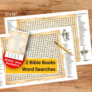 Bible Books Word Search Printable - Learn Books of the Bible Activity Placemat - Sunday School Kid Church Activity Homeschool Youth Ministry