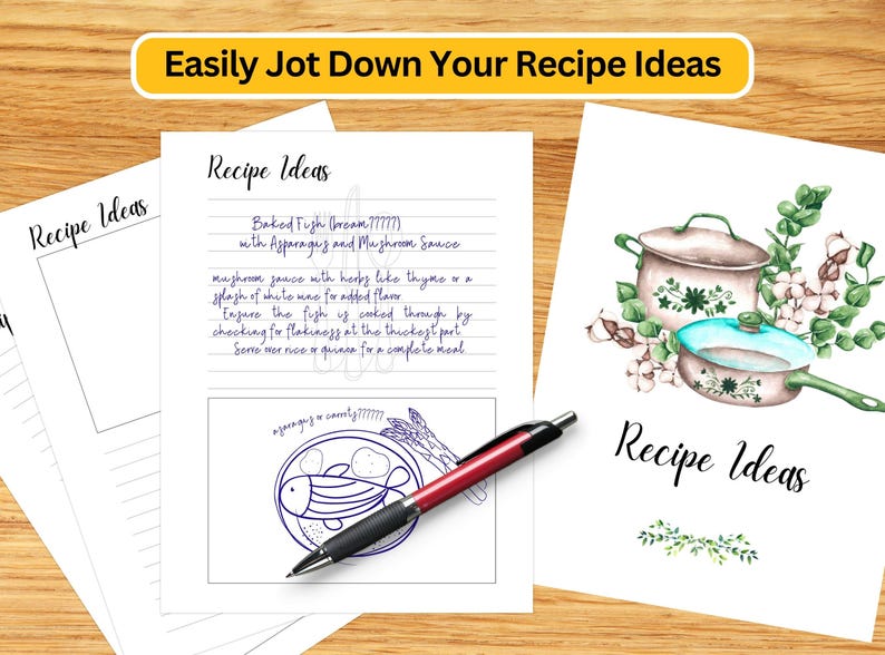 Recipe Binder Printable Kit - Cookbook Templates, Recipe Sheets & Dividers - Digital Download for Recipe Organization - DIY Kitchen Planner