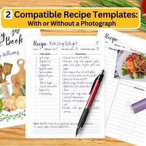 Recipe Binder Printable Kit - Cookbook Templates, Recipe Sheets & Dividers - Digital Download for Recipe Organization - DIY Kitchen Planner