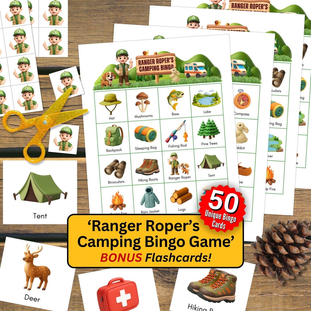 Camping Bingo Game for Kids Printable - Summer Camp Activity - Outdoor ...