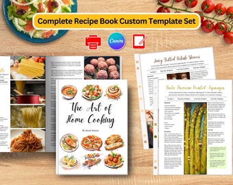 DIY Recipe Book Template: Watercolor Cookbook Design (Canva Editable)