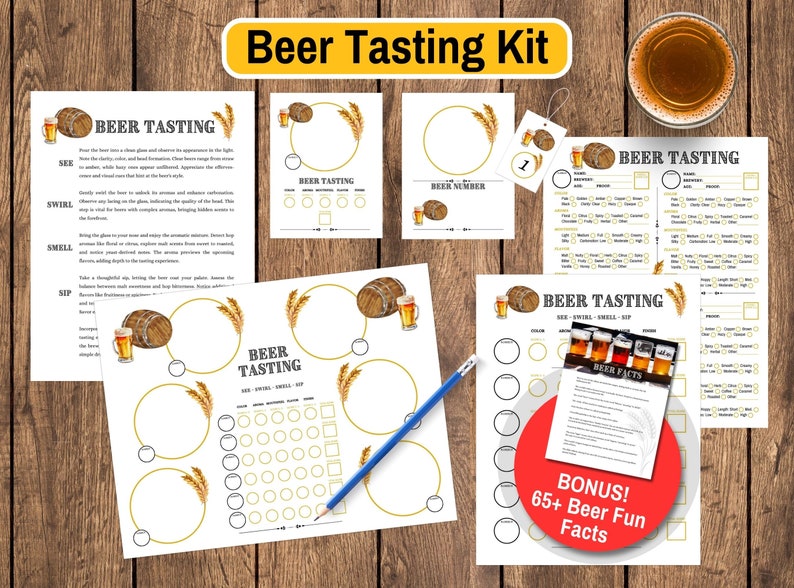 Beer Tasting Kit Printable Bundle Includes Score Cards, Sheets, Notes