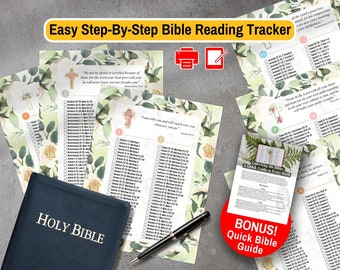 365-Day Bible Reading Tracker Planner: Daily Bible Study (Digital Download)