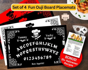 Napperons de planche de Ouija d'Halloween : décoration de salle à manger gothique (lot de 4 napperons imprimables)
