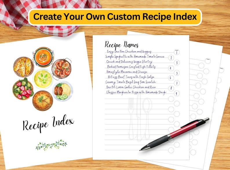 Recipe Binder Printable Kit - Cookbook Templates, Recipe Sheets & Dividers - Digital Download for Recipe Organization - DIY Kitchen Planner