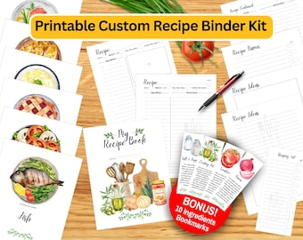 Printable Recipe Binder Kit: Watercolor Cookbook Templates (Digital Download)