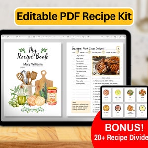 Editable Digital Recipe Templates Bundle Easy-to-use Fillable Recipe ...