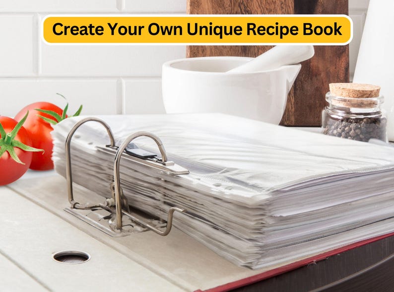 Recipe Binder Printable Kit - Cookbook Templates, Recipe Sheets & Dividers - Digital Download for Recipe Organization - DIY Kitchen Planner