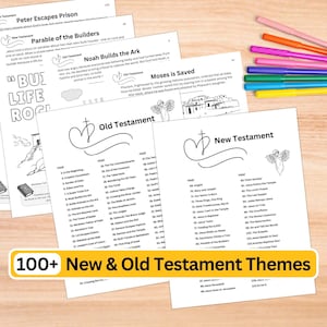 Bible Activity Book for Children, Sunday School Printables, Christian Homeschool Worksheets, Kids Maze Games Activities & Coloring Pages