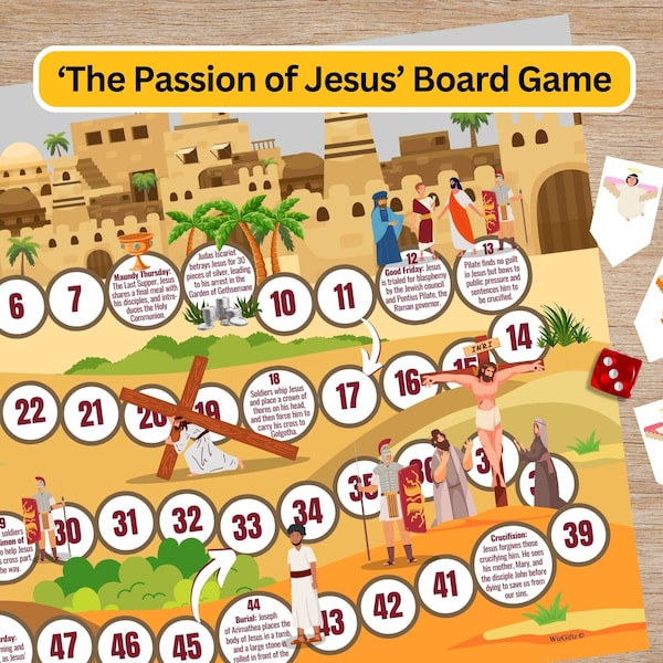 Easter Resurrection Game - Printable Bible Board Game for Kids - Jesus Christ Home Study, Sunday School or Religion Class Church Activity