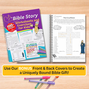 Bible Activity Book for Children, Sunday School Printables, Christian Homeschool Worksheets, Kids Maze Games Activities & Coloring Pages
