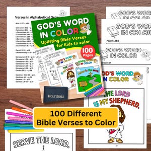 Dibujos para colorear con versículos bíblicos para niños: 100 láminas cristianas fáciles de imprimir y con líneas llamativas.