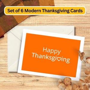 Juego de tarjetas de felicitación de Acción de Gracias: 6 tarjetas de Acción de Gracias modernas: diseño tipográfico: linda tarjeta de Feliz Acción de Gracias: descarga digital imprimible