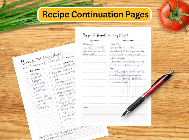 Recipe Binder Printable Kit - Cookbook Templates, Recipe Sheets & Dividers - Digital Download for Recipe Organization - DIY Kitchen Planner