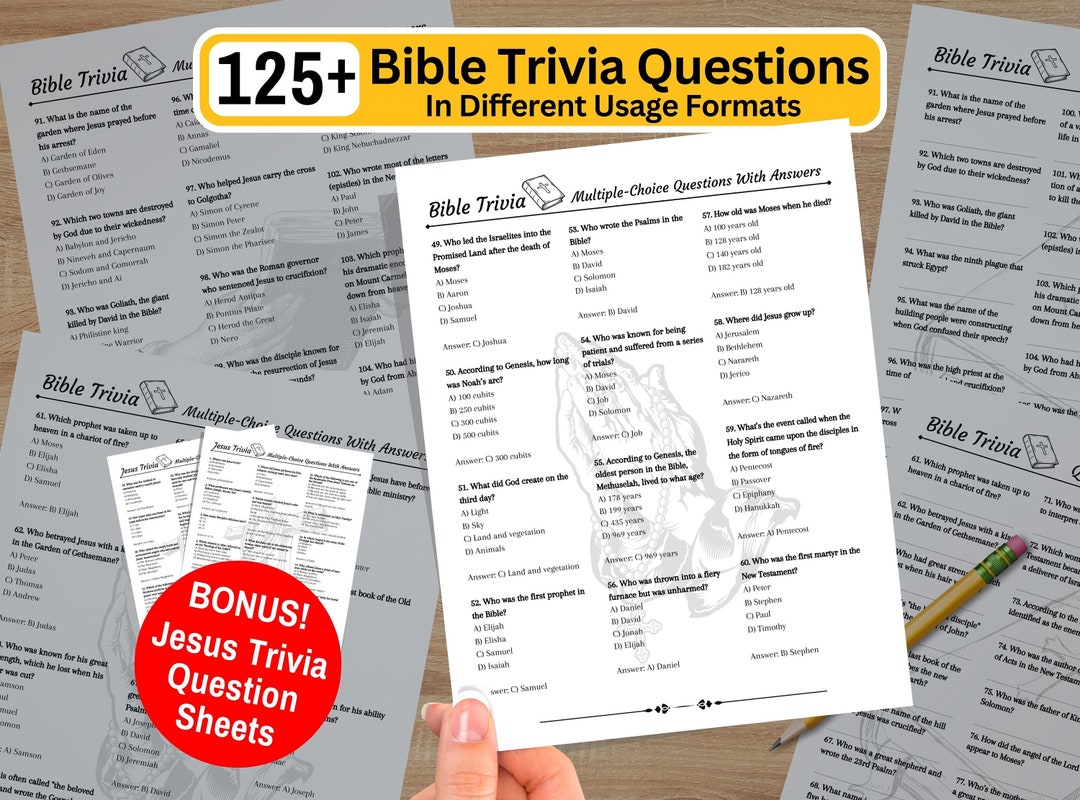 Bible Trivia Quiz Questions Game, Printable Christian Study Tool for ...