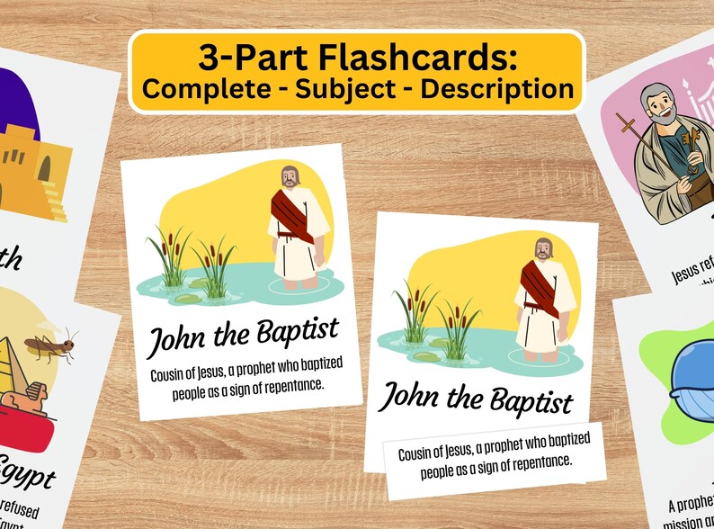 Bible Printable Flashcards for Kids Fun Activity Study Cards for Sunday School or Homeschooling