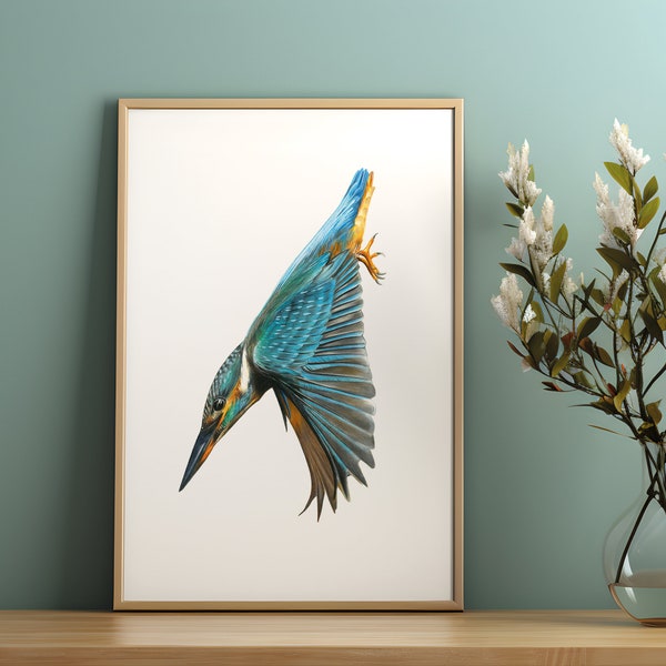 Kingfisher diving - Fine Art Giclée print