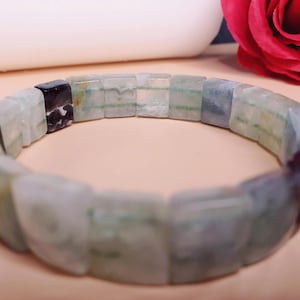 Natural Fluorite Stone Bracelet: Calming Energy Gemstone Stretch Bracelet