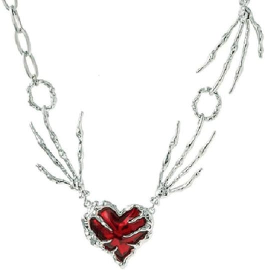 Gothic Heart Claw Necklace, Skeleton Hand Pendant Necklace with Red Heart Necklace, for Women Gift, Halloween Jewelry, Halloween Necklace