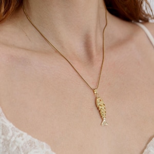 Gold Fish Pendant Necklace, Stainless Steel Lucky Fish Jewelry, Unique Nautical Charm, Gift for Her, Ocean Inspired Necklace, Gift For Her