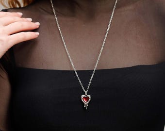 Handmade Gothic Heart Necklace: Halloween Jewelry