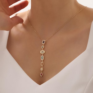 Vergoldete Chakra Stein-Anhänger-Halskette, Sieben Chakra Pave Halskette, Yoga Schmuck, Boho Rustikale Halskette, Geschenk für Sie, Valentinstag