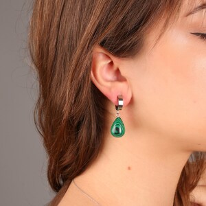 Handmade Agate Teardrop Earrings: Stainless Steel Dangle Boho Jewelry