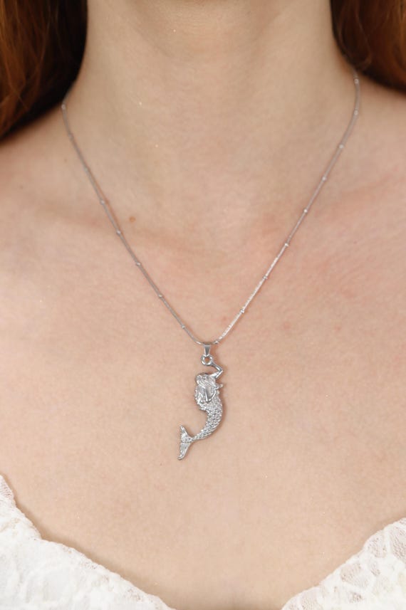Mermaid Necklace: Stainless Steel Ocean Fantasy Pendant, Nautical Gift, Valentine's Day Gift