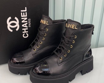 Chanel Women Black Leather Boot