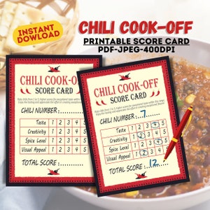&quot;Erstklassige Chili Koch Off Jury Wertungskarten zum selbst ausdrucken.&quot;