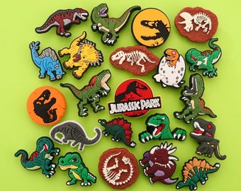 Dinosaur Park Clog Charms - Animal Reptiles Rex Shoe Charms - Kids and Adult Jib Small Gifts - Sets Available