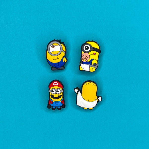 Minions Clogs Charms - Cute Funny Yellow Baby Mario Cartoon Shoe Charms - Kids and Adults Charms