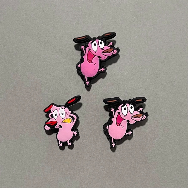 Courage Pink Dog Clog Charms - Nostalgic Childhood Shoe Charms - 2000's