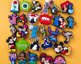 Disney Cartoon Charms -Rose, Princess, Mike, Stitch, Tinkerbell, Castle, Orange Bird, Mickey Mouse, Phineas, McQueen, Alien Shoe Clog  Charm