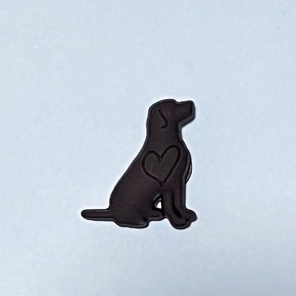 Black Labrador Retriever Pointer Dog Clog Charms - Small Animal Heart Pets  Shoe Charms - Kids and Adult Jib Small Gifts