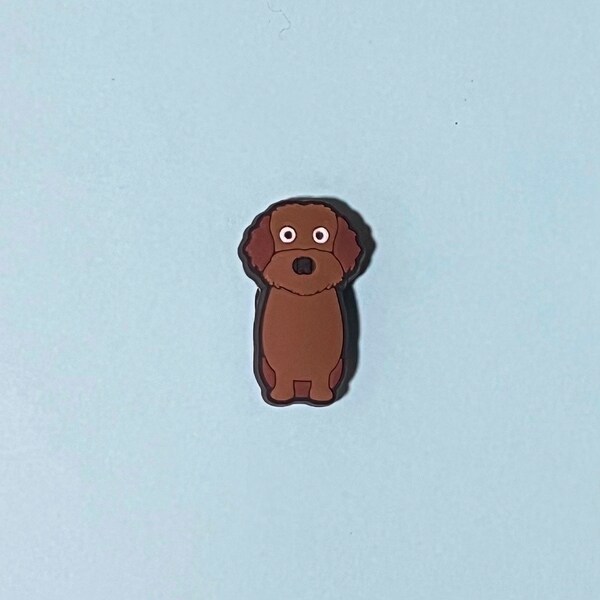 Brown Poodle Goldendoodle Labradoodle Barbet Dog Clog Charms - Cute Small Animal Heart Pets Shoe Charms - Kids and Adult Jib Small Gifts