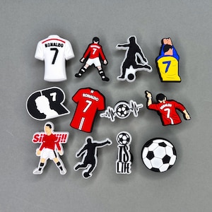 Ronald Soccer Team Clogs Charms - NEW Sports Futbol Football Jersey Shoe Charms - Soccer Players Soccerball - Sets Available