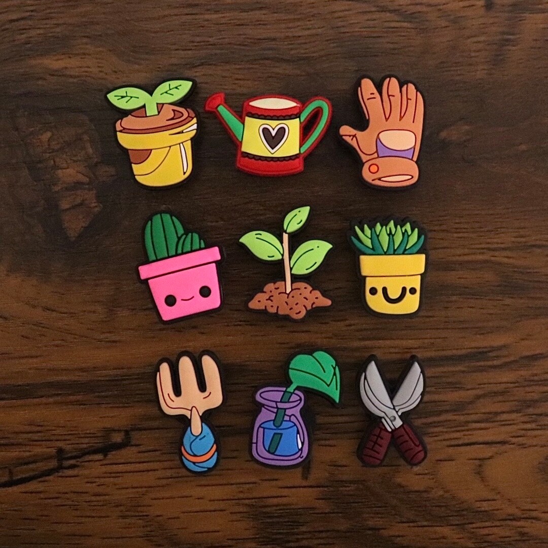 Gardening Plants Clog Charms Green Thumb Cactus Succulent Hobby Shoe