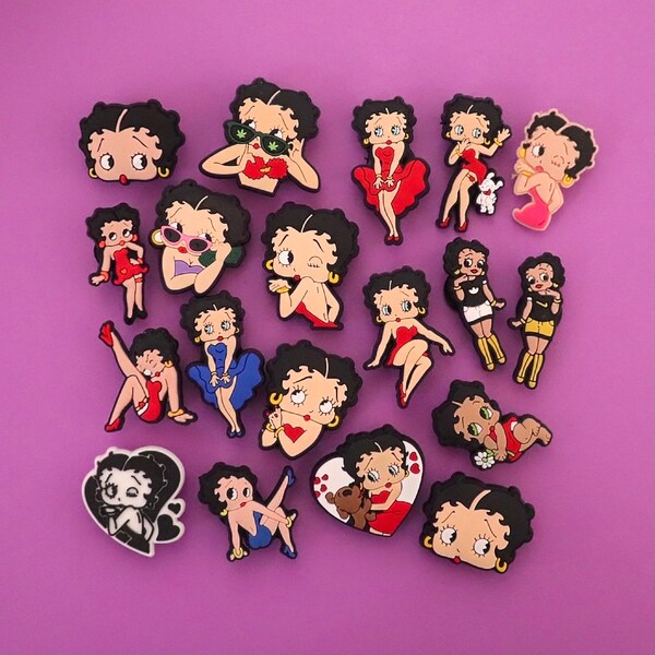 Betty Boop Charms - 90’s Cartoon Animated Cultural Icon Shoe Clog Charms - Adults and Kids Small Gifts