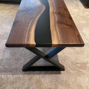 Mesa de madera epoxi / Mesa central de madera epoxi negra / Mesa de centro de madera epoxi