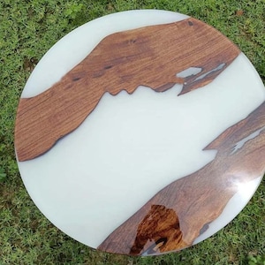 36&quot; Epoxy Resin Round Dining Table, Unique Epoxy Coffee With 28&quot; Tall Base / Stand