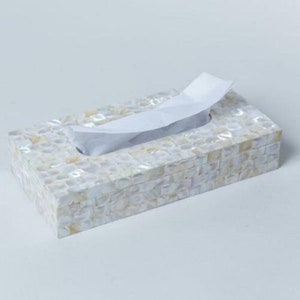 Scatola per fazzoletti in madreperla di marmo 10" x 5" x 2", porta tovaglioli, lavoro fatto a mano, accessori per la decorazione della casa